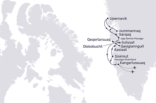 Abenteuer Westgrönland Routenkarte
