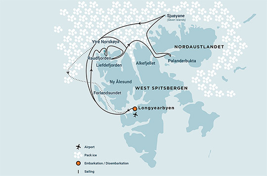 Abenteuer Nordspitzbergen - 2025 - Routenkarte