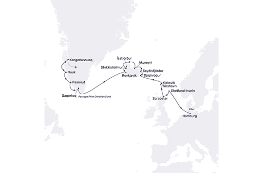 Sonnenfinsternis in der Arktis  - Routenkarte