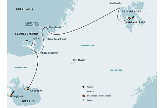 Wunder der Arktis Tour 1 - Routenkarte