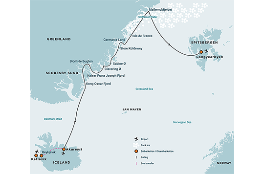 Wunder der Arktis Tour 2 - Routenkarte