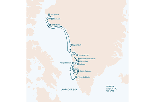 Westgrönland Intensiv Routenkarte
